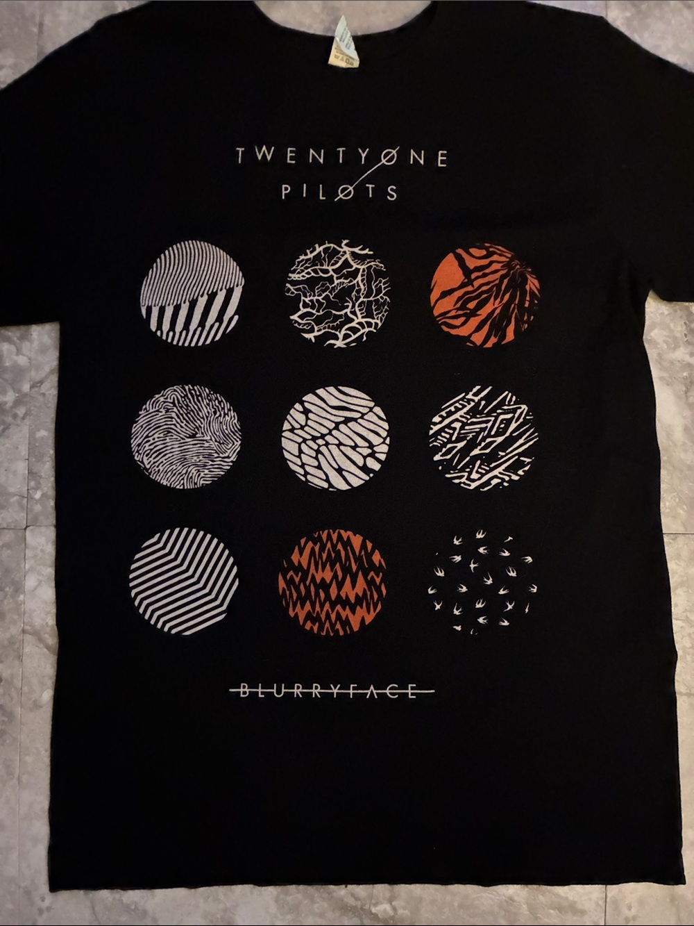 Twenty One Pilots Blurryface Graphic Tee - Black with White & Orange Circles